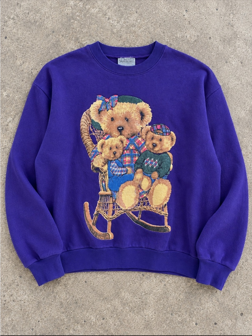 90s Summit Sportswear Teddy Bear Purple Sweatshirt Woman Large Cottagecore Cute